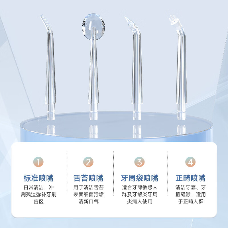 敏煌(MinHuang)冲牙器便携式家用洗牙器洁牙器水牙线牙结石充电便携式全身水洗正畸喷嘴教师节礼物送男女友 【顶配白】三档可调+高效脉冲+长续航 4支喷头