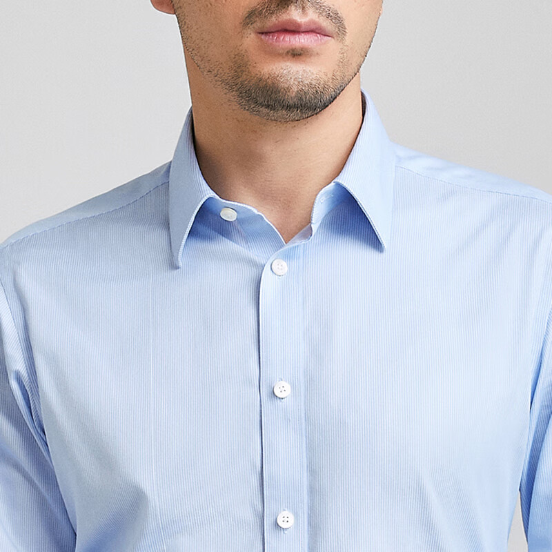 雅戈尔衬衫男士春夏青年男长袖衬衫YLTP110655IJA商场同款 浅蓝条纹 41