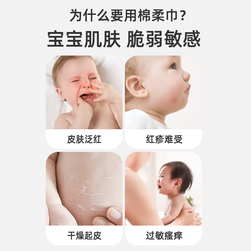 欧贝妮棉柔巾新生婴儿专用擦脸绵柔巾纯棉洗屁屁干湿两用 (经济实惠装)100抽*6大包