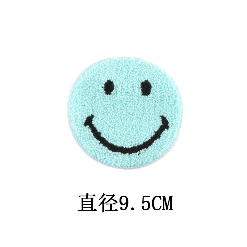 大号补丁贴卡通小熊刺绣图案缝制羽绒服衣服修补贴 湖绿 笑脸