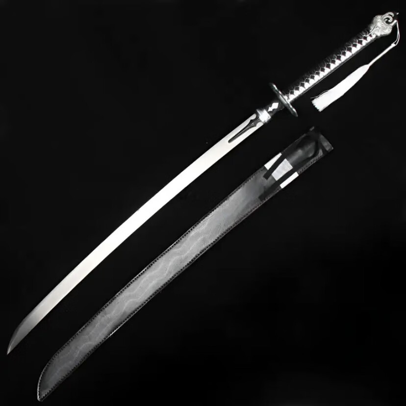 机械纪元2b小姐姐刀剑武器装备9s白之契约刀未开刃 金属2b银刃-120cm