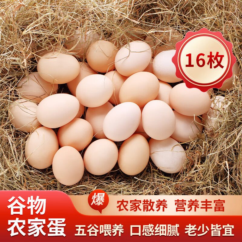 故乡食召鸡蛋 初生鲜鸡蛋蛋 山林农家谷物鸡蛋 16枚 640g 4枚*4组