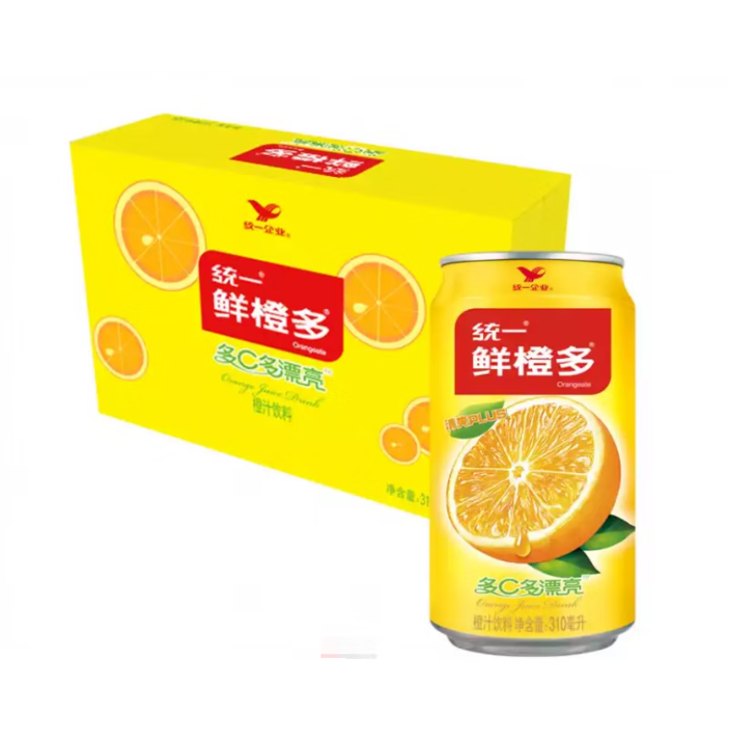 统一鲜橙多橙汁 310ml*24罐/12罐 整箱装富含维生素c果味果汁饮料