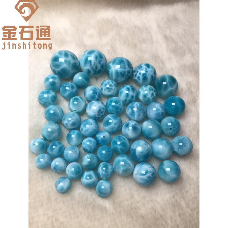 金石通天 然多米尼海紋石散珠收藏級(jí)拉利瑪龜背紋單珠可搭多寶手串配珠 7mm單顆