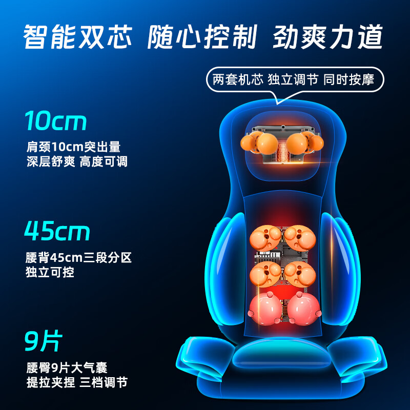 福瑞斯(Forrest)按摩椅垫颈椎按摩器腰部背部肩颈按摩靠垫家用全身多功能按摩坐垫 升级版 新增4种揉捶模式+臀部双侧气囊按摩