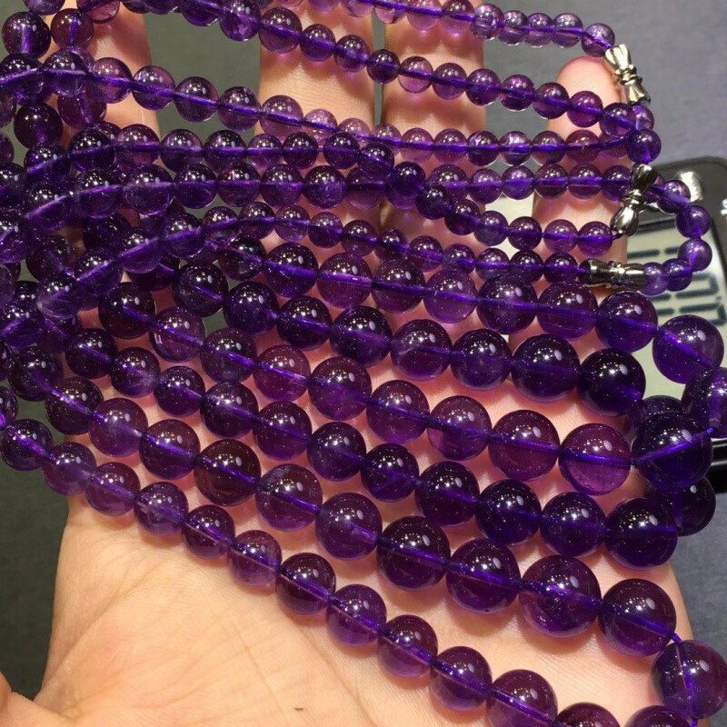 冰珂晶石天然乌拉圭紫水晶塔链晶体通透紫气东来紫晶项链 深紫 5-11