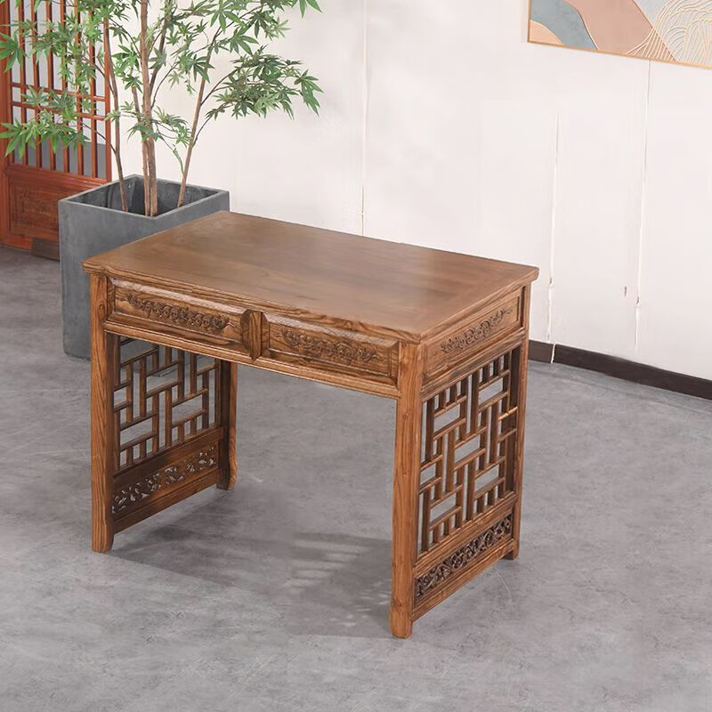 缘言梓(yuanyanzi)中医坐诊桌实木中式实木书桌榆木办公桌写字台中医