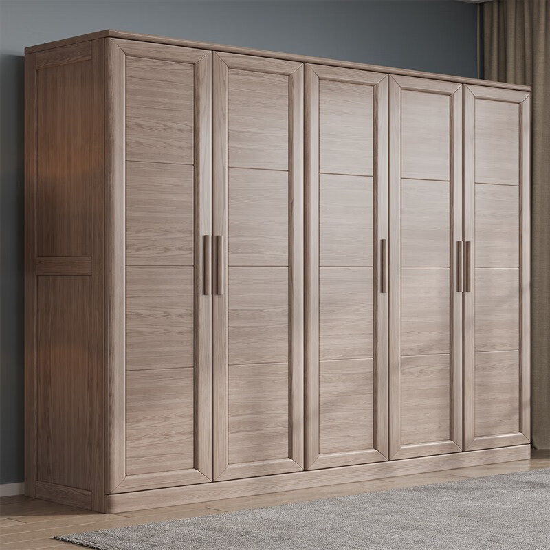 艺莉全实木大衣柜卧室家用 纯实木白蜡木原木衣橱 收纳大容量挂衣柜子