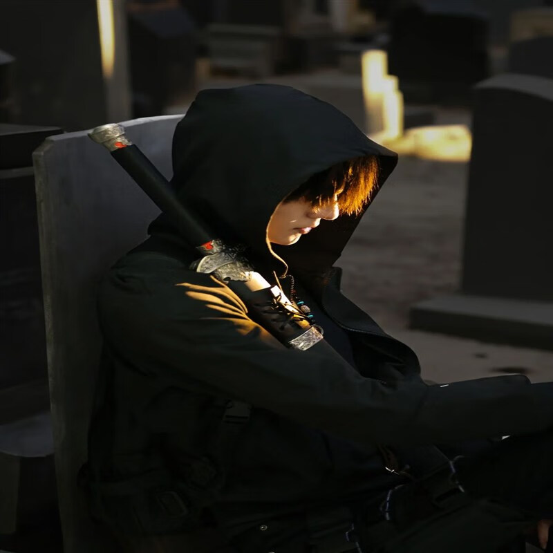 oimg张起灵cos服大帽子青少年卫衣春秋款男美式重磅硬挺开衫连帽外套