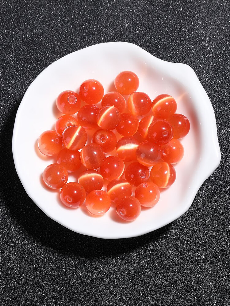 散珠子半成品diy饰品配件手工编织串珠手串项链红色 精选红猫眼石6mm
