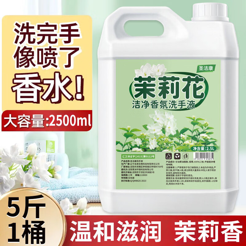 圣洁康 抑菌滋润洗手液补充装5斤 儿童家庭酒店餐厅洗手液大桶 【持久留香】5斤装补充液