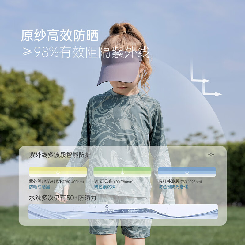 junejunior儿童防晒短裤夏季男女童透气防晒裤子运动裤衩 碧水东流 110