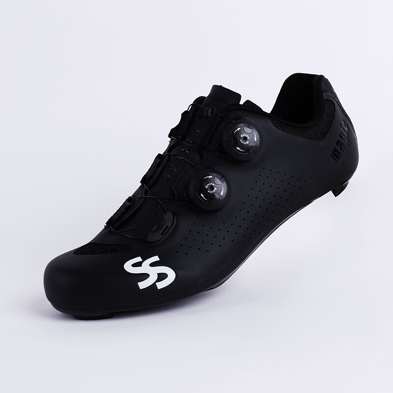 思帕客（Spakct）【新品】 雙旋鈕騎行鎖鞋男公路自行單車(chē)鞋尼龍底 炫酷黑-無(wú)鎖片 40