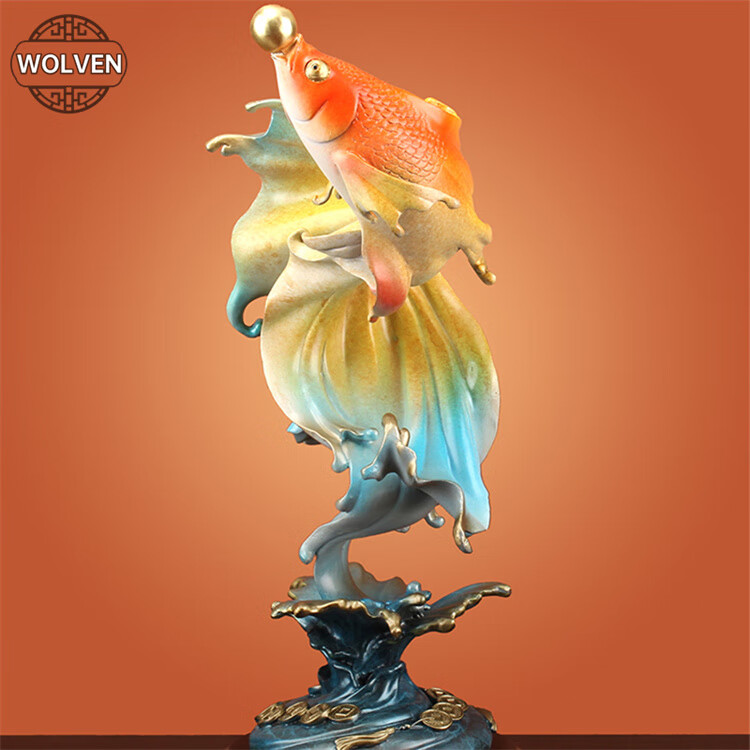 wolven好礼纯铜金龙鱼摆件蒸蒸日上招财办公室家居装饰高级感小众工艺