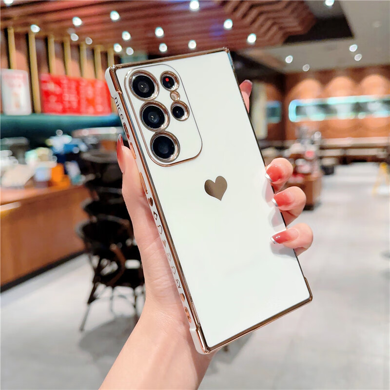 尚酷奇 适用三星A15保护套S24U电镀爱心三星s23硅胶手机壳galaxya55全包S22软壳 尚酷奇【象牙白】电镀侧边爱心 三星Galaxy A12/M12/F12