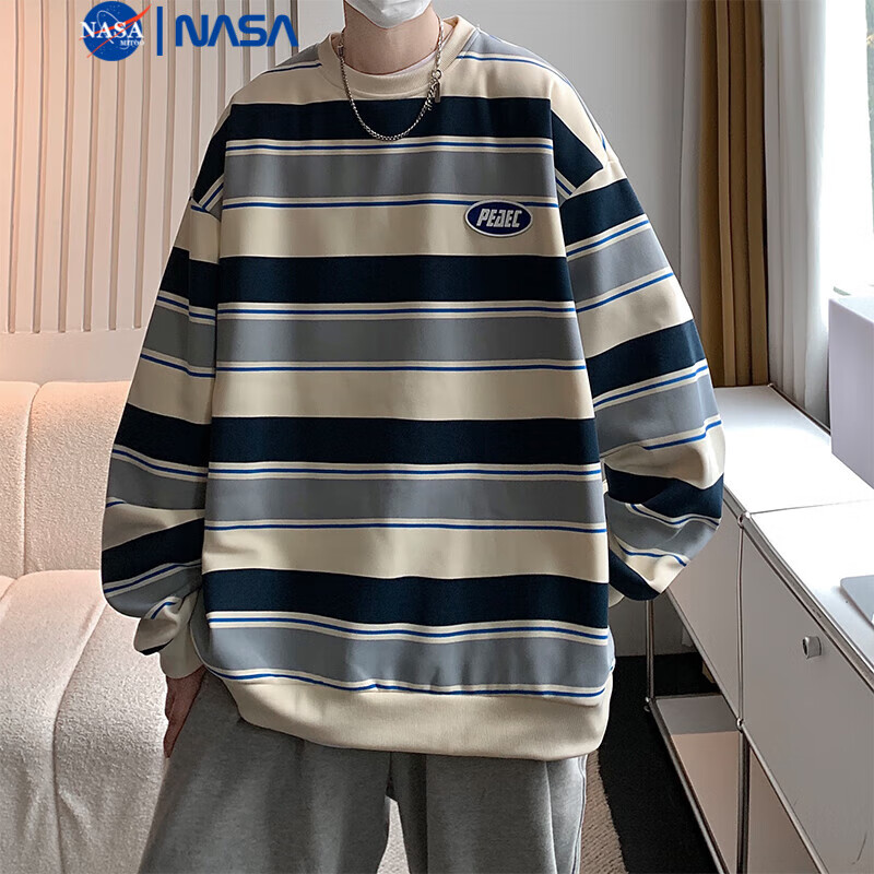 NASAMITOO条纹卫衣男