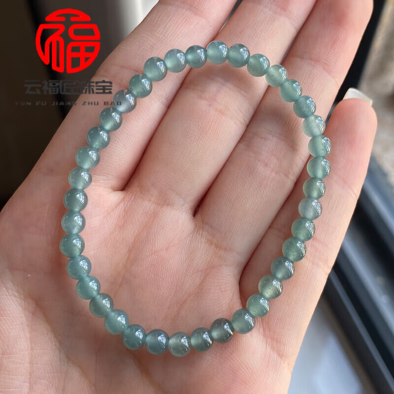 DL 1998胖东来品质蓝水翡翠手串咏生缘天l然a货危地马拉手链老山檀情人节 卡5蓝水素圈手串(浅色) 蓝色