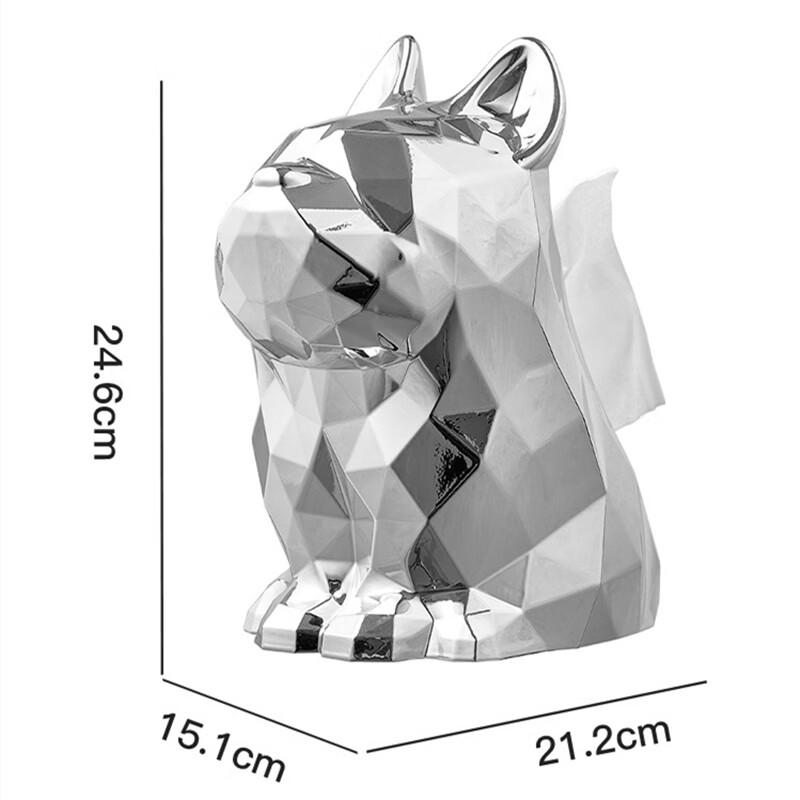 纸巾盒客厅茶几抽纸盒高档家用桌面创意摆件轻奢办公桌多功能纸盒 高级法斗纸巾盒【镀银款】