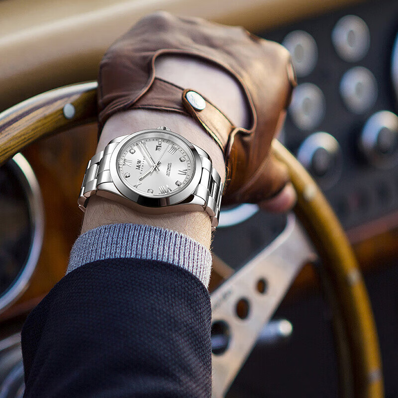 爱沃驰瑞士品牌IW手表男士机械表进口瑞士机芯夜光防水腕表品牌礼物手表 光圈雪花白【瑞士机芯】免费刻字