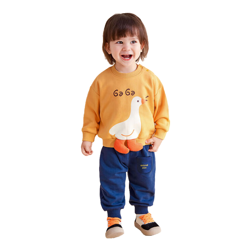 嘟嘟家寶寶衛(wèi)衣套裝秋裝潮兒童兩件套秋款男童運(yùn)動(dòng)服女童童裝 米底恐龍