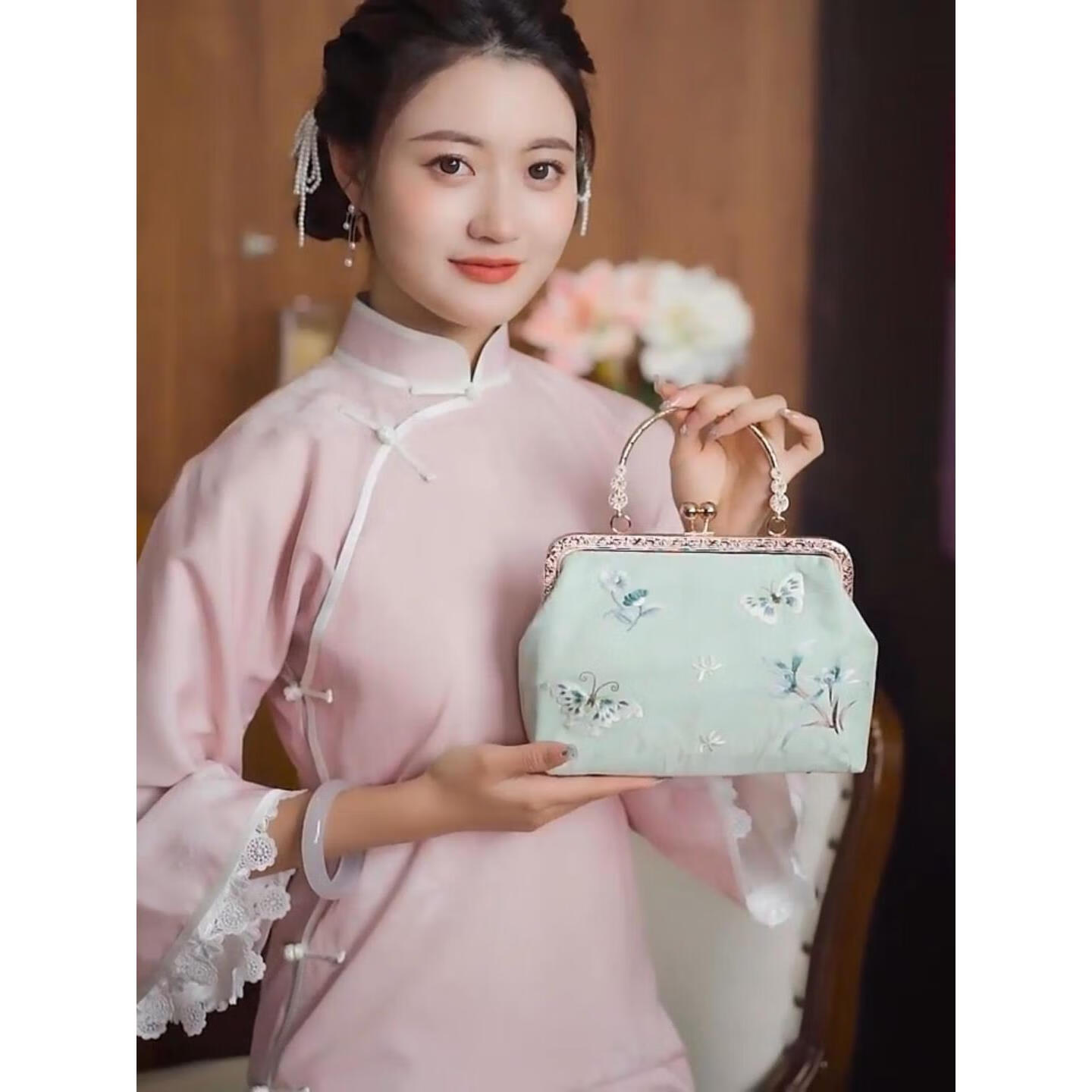 rsrddy搭配旗袍刺绣包复古包包女手包古风口金包中国风小包手拿包小