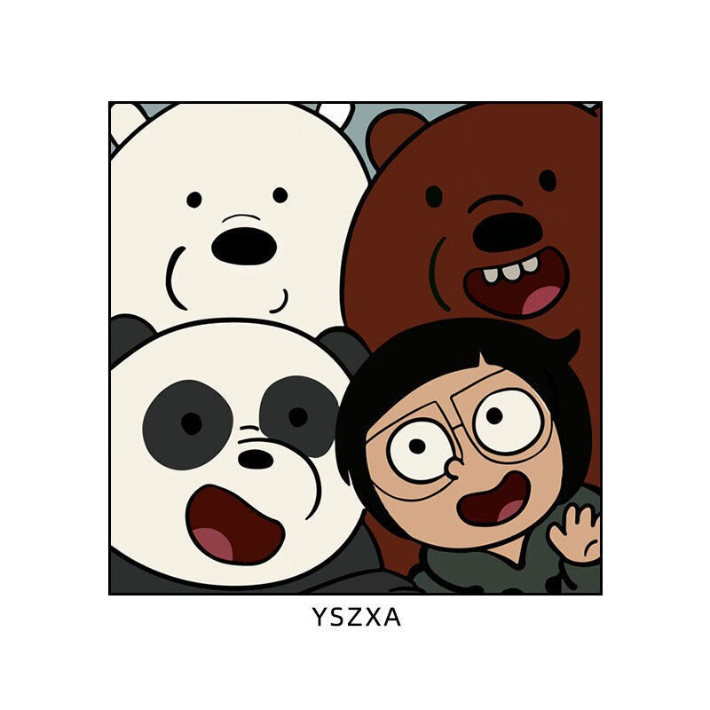 辉音咱们裸熊装饰画ins风奶茶店咖啡店挂画网红店冷饮店卡通动物壁画