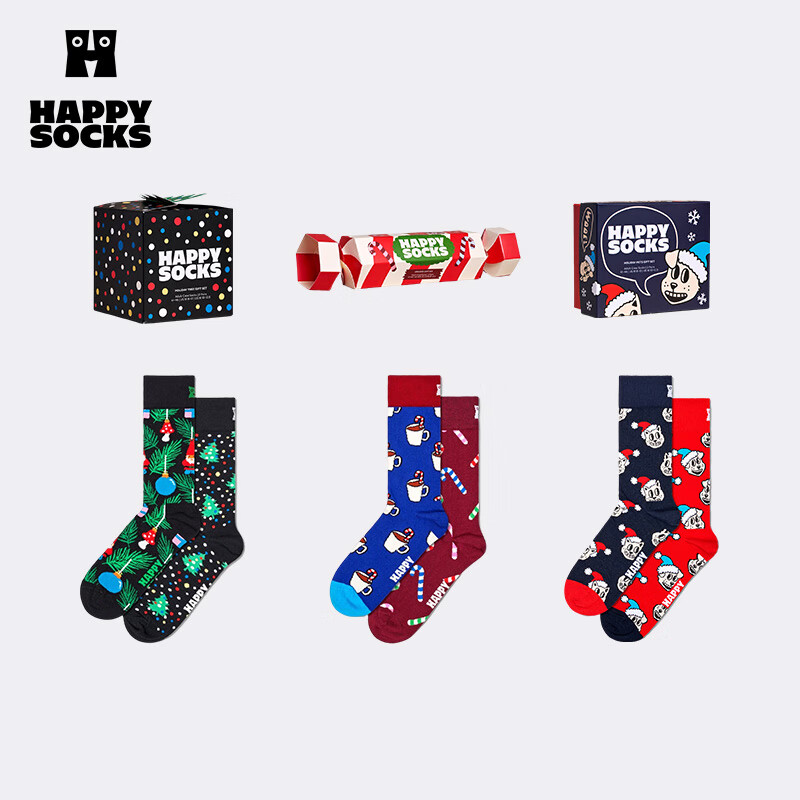 Happy Socks【新品】Happy Socks圣诞袜子秋冬ins潮牌圣诞2双装礼盒 两棵圣诞树 2双 M 36-40