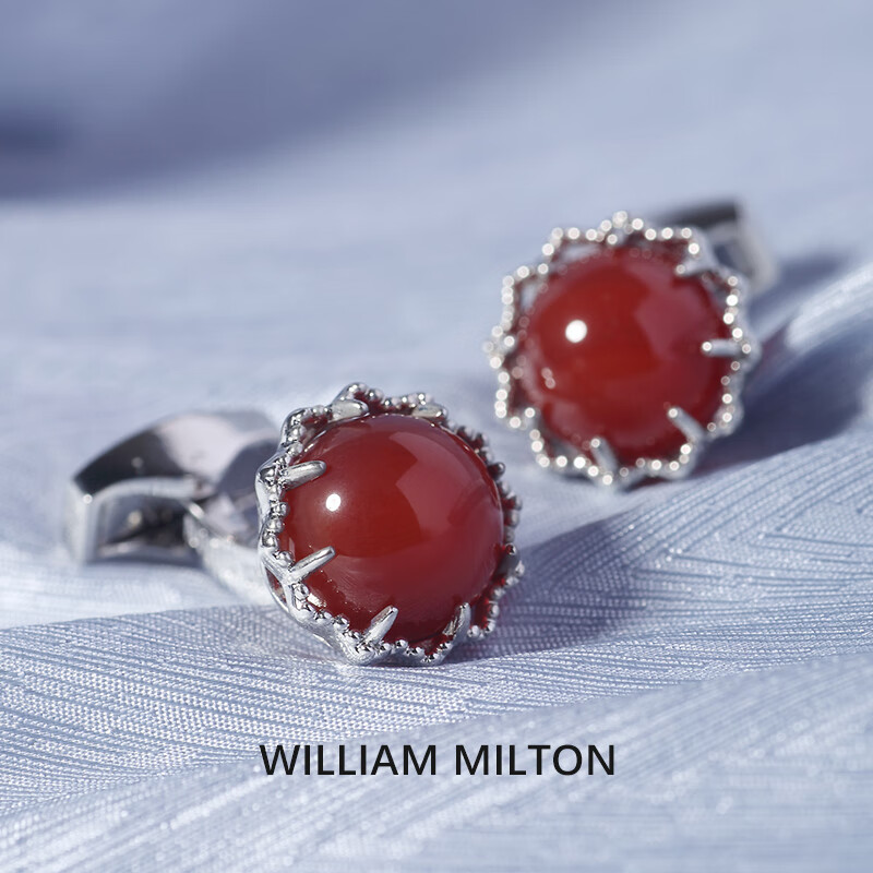 WILLIAM MILTON【烈焰】红宝石袖扣男士高端结婚袖钉定制礼物礼盒 烈焰