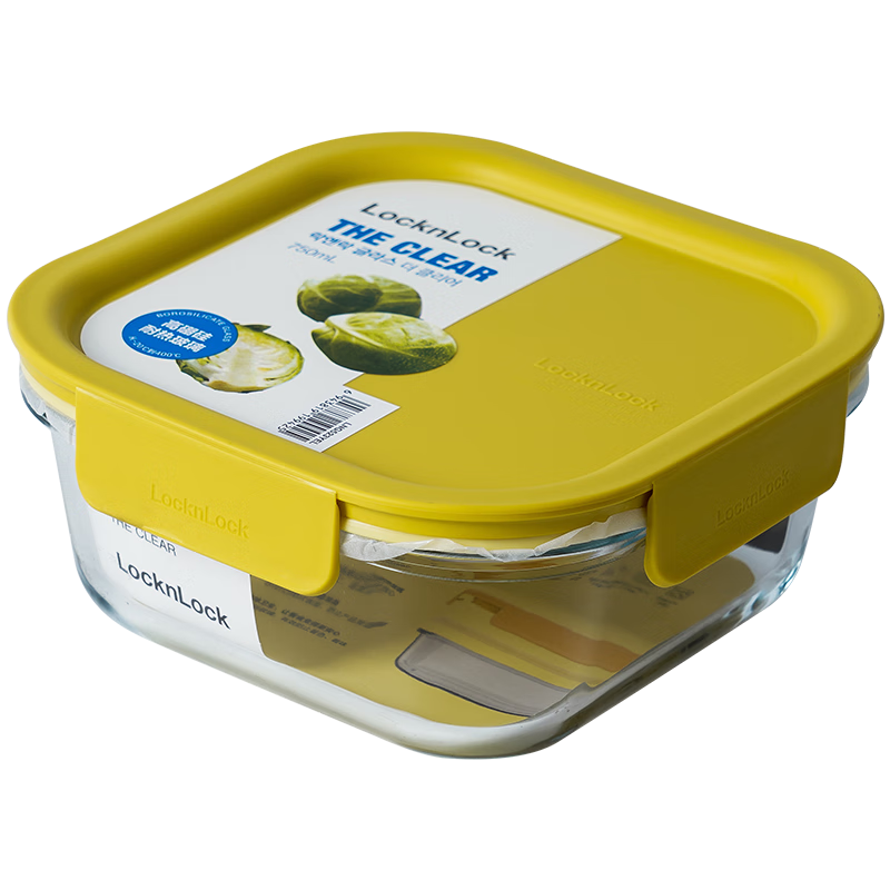 乐扣乐扣（LOCK&LOCK）耐热玻璃饭盒微波炉保鲜密封便当盒【女神节礼品】LNG523Y_750ml