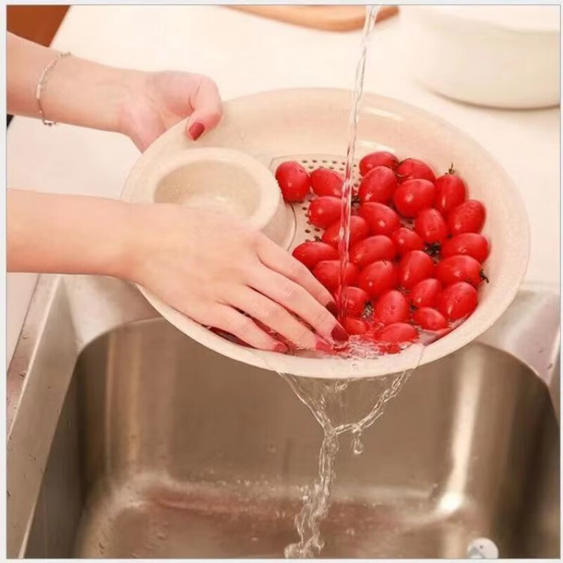 水饺盘双层饺子盘带醋碟沥水盘餐盘家用塑料菜盘碟子吃水饺的盘子 多功能一体式饺子盘 带滤网的饺子盘【一个装】