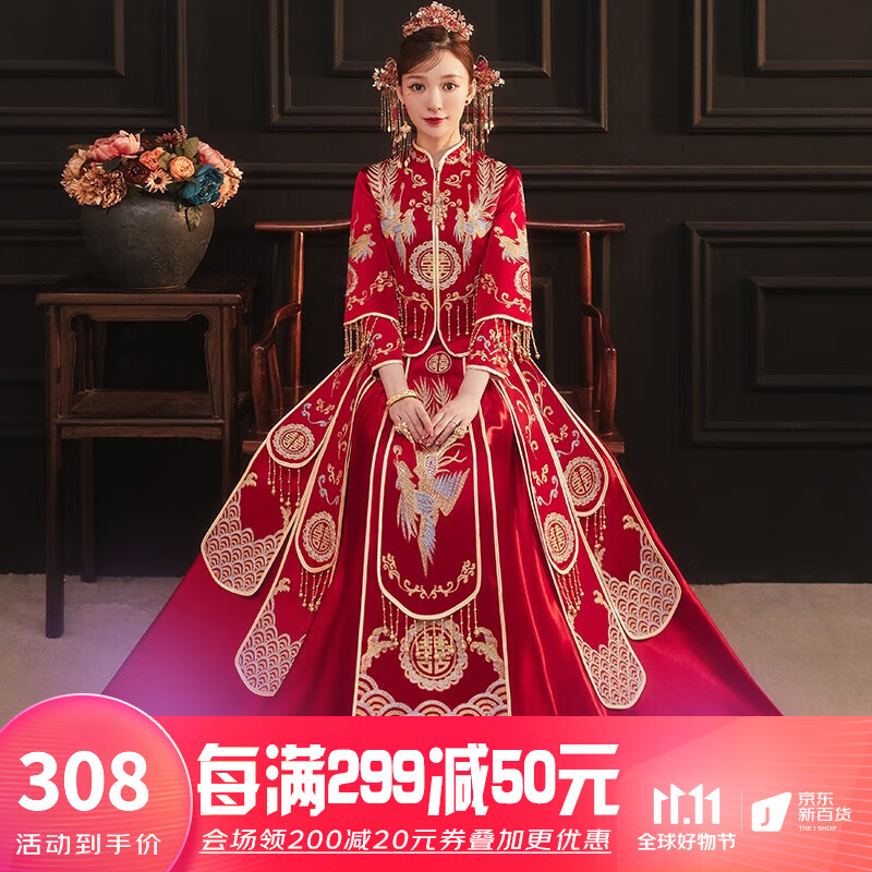 龍曼尼仕秀禾服新娘2023新款结婚礼服古装婚纱敬酒服龙凤褂旗袍婚礼服 对凤（无钻款） M使用感如何?