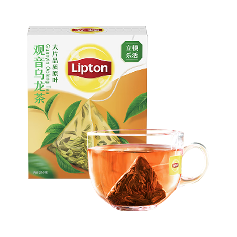 立頓（Lipton）紅茶樂活觀音烏龍茶原葉三角茶包辦公室居家下午茶1.6g*20包