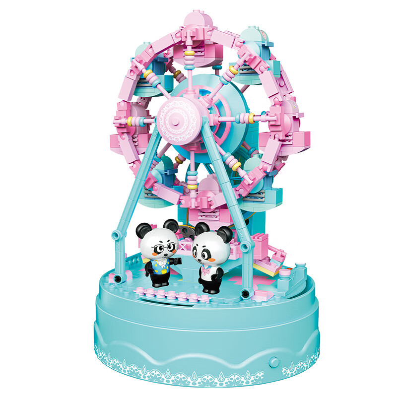 哲高女神节礼物飘雪城堡音乐盒积木拼装创意礼物送女生少女心节日 旋转摩天轮音乐盒-630PCS