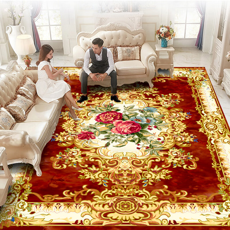 妙普乐欧式客厅地毯欧式客厅地毯沙发茶几垫轻奢宫廷美式卧室满铺大面积 欧式-01 120X160厘米床尾毯