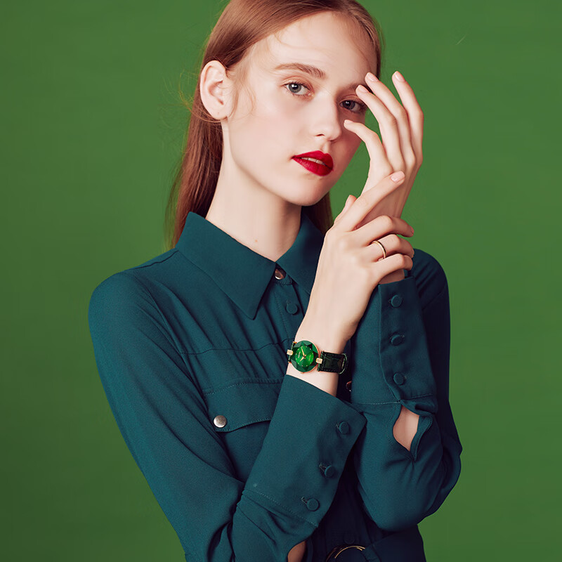 左微沙（JOWISSA）瑞士女表时尚优雅小绿表防水石英女士手表瑞表原装品牌 J5.244.M-绿盘皮带