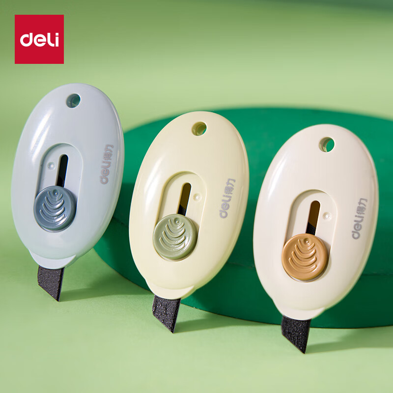 得力（deli）开箱美工刀不粘胶迷你小刀美工刀片/裁纸刀片特氟龙不粘胶防锈 拆快递小刀神器 单把颜色随机2050s