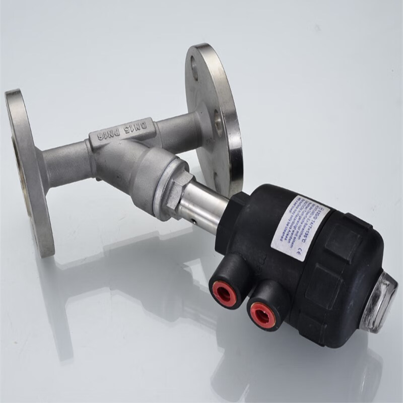 304不锈钢法兰气动角座阀 y型蒸汽角座阀 耐高温蒸汽法兰角座阀门