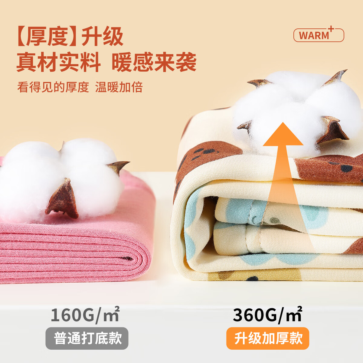 Classic Teddy儿童春衣套装男女童保暖内衣加绒牛奶丝校服搭配衣服新 T小熊头杏黄 150