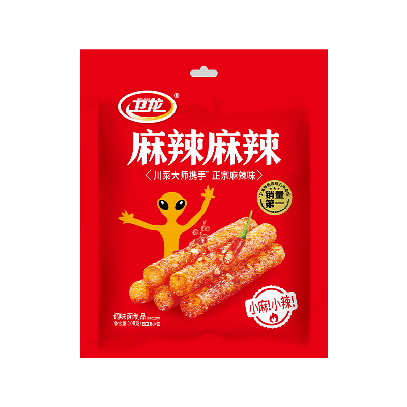 卫龙辣条麻辣味108g下午茶办公室休闲零食小吃麻辣棒独立小包小麻小辣