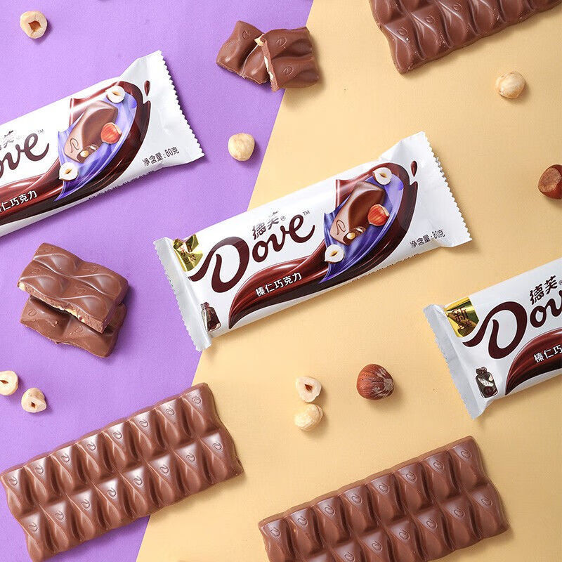 排块丝滑牛奶榛仁多口味情人节送女友生日礼物零食 德芙榛仁巧克力80g
