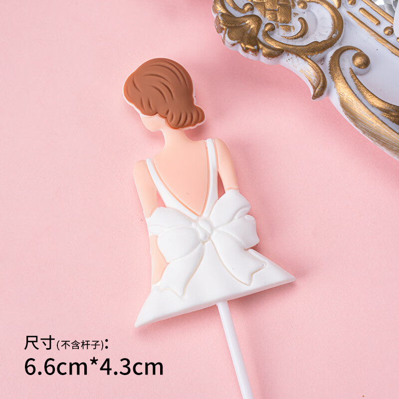 澳颜莱母亲节烘焙装饰软胶半身女王背影摆件唯美裙摆纱花白蝴蝶装扮