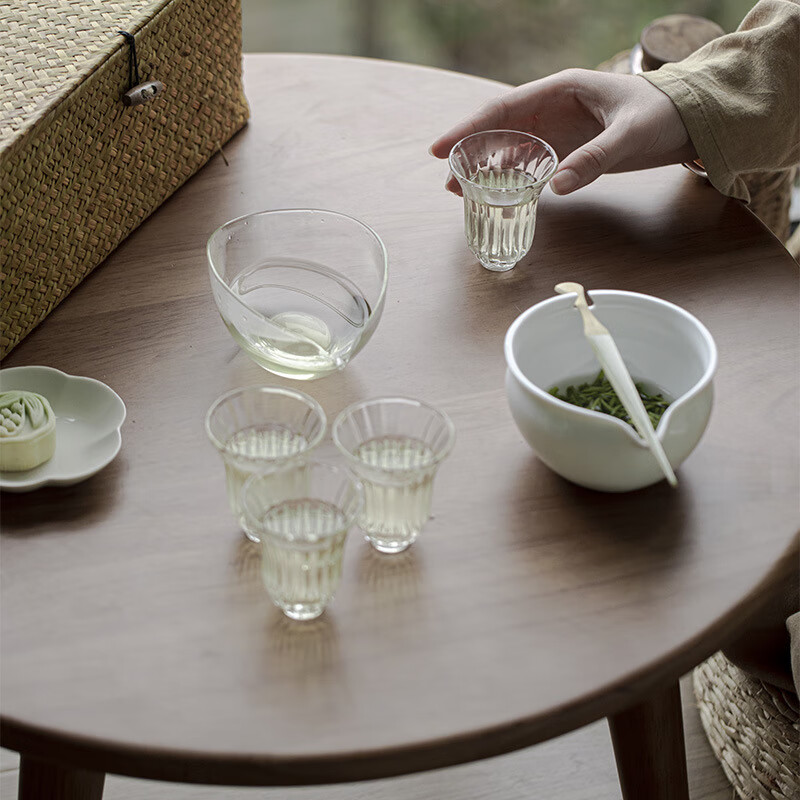 松风物鸣一抹春绿茶泡碗套组春茶泡茶功夫茶具一壶四杯踏青旅行茶具