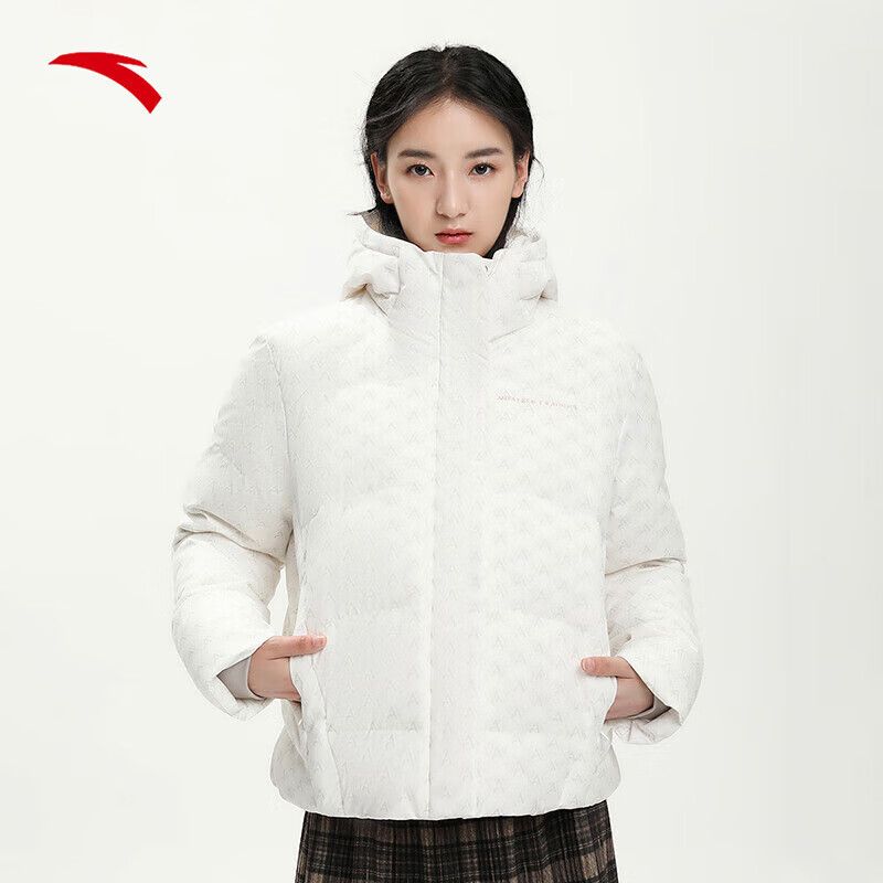 安踏奥特莱斯雪壳羽绒服女冬季保暖短款连帽棉服羽绒外套162347919