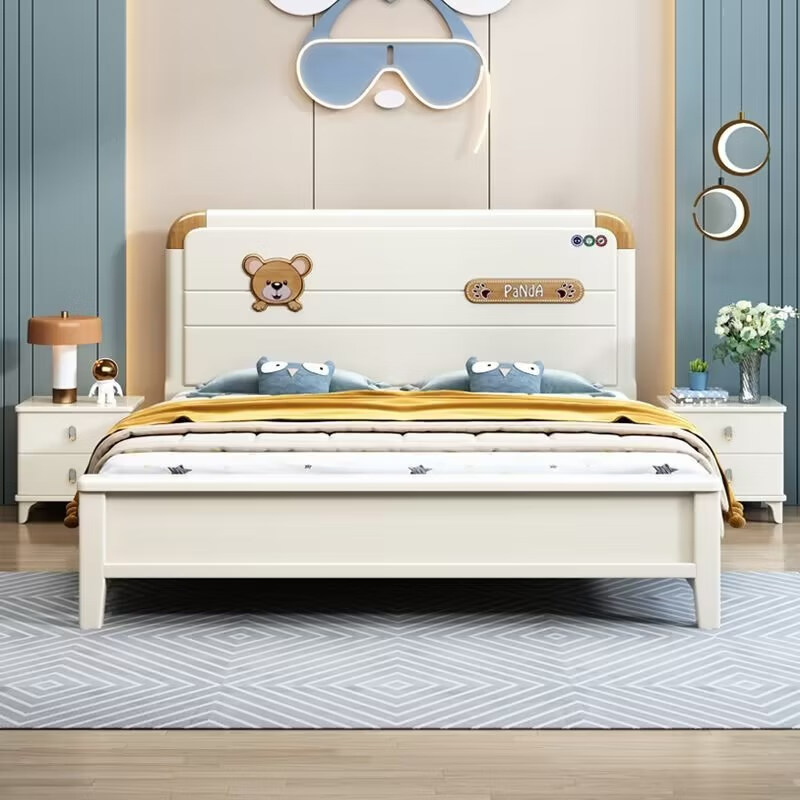 兴隆芳华（XINGLONGFANG象牙白北欧式小户型学生床实木床 床+1柜 1.2米框架式