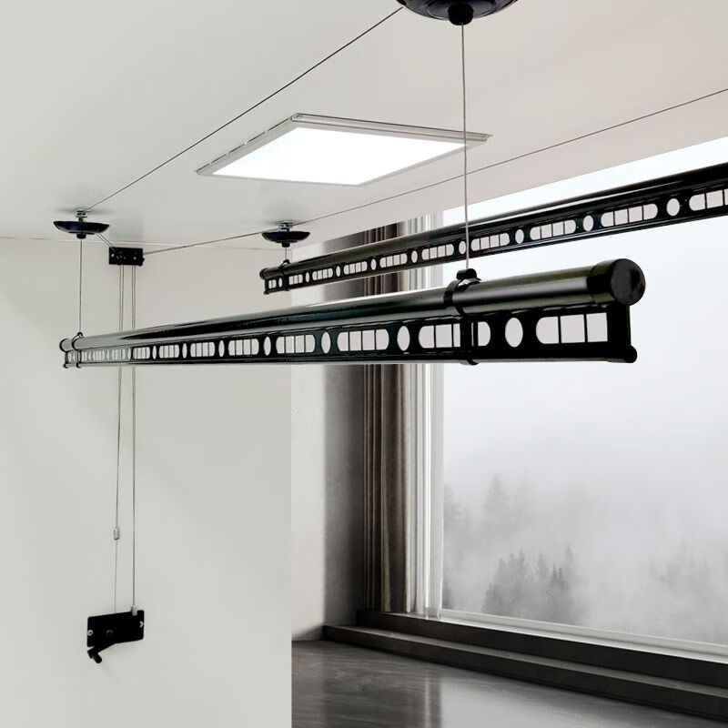 晾衣架阳台晒衣晾衣杆单杆双杆式手动家用室内凉衣架升降升降式 豪华