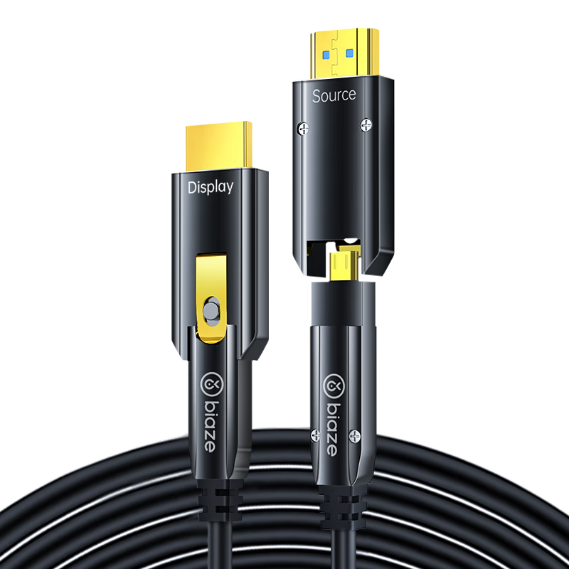 毕亚兹 大小头光纤HDMI线2.0版4K60Hz高清线工程装修穿管线 超细30米 穿管穿墙预埋 适用电脑电视投影仪