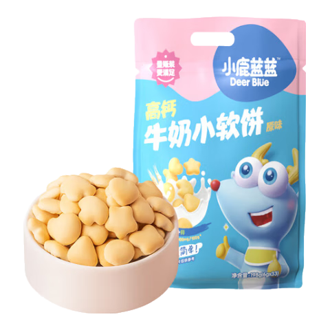 小鹿蓝蓝 高钙牛奶小软饼 宝宝零食儿童零食  奶香原味 超值装198g