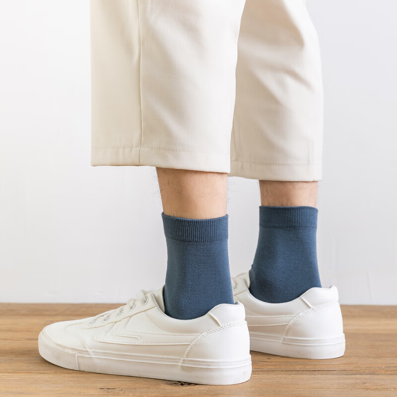 CK长袜子男士纯棉中筒吸汗透气运动商务休闲防臭弹力款式男袜子 W6CK 2黑+2墨蓝+2深灰 6双 均码 推荐40.5-44.5