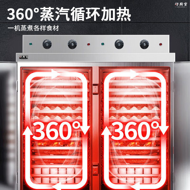 好厨官蒸饭柜商用电蒸箱大容量蒸饭车食堂餐厅厨房双门智能蒸饭箱燃气液化气蒸包机蒸包炉蒸饭器电蒸炉 【燃气款】大24盘