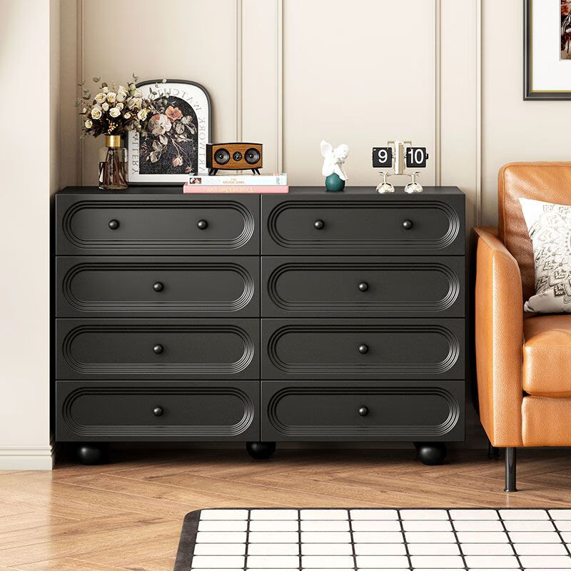 忆思暮轻奢复古黑色斗柜小户型客厅沙发抽屉柜边柜卧室床尾五斗柜置物柜 奶油白50cm四斗柜 务必安装防倒 送货入户上门安装 (务必安装防倒